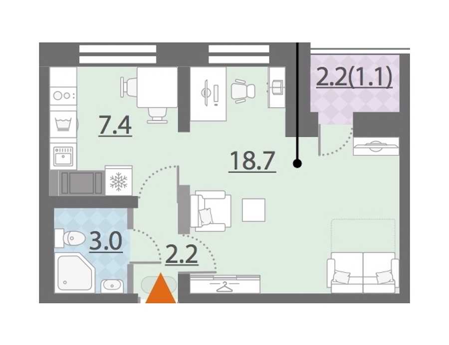 Однокомнатная квартира в Группа ЛСР: площадь 32.4 м2 , этаж: 19 – купить в Санкт-Петербурге